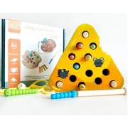 Montessori žaidimas "Pagauk kirminą sūryje" 2in1